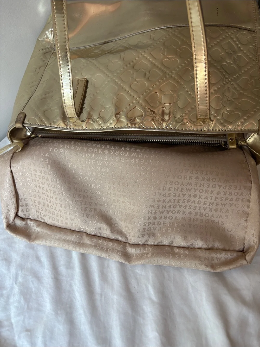 kate spade Metallic Gold Embossed Tote - Picture 6 of 7